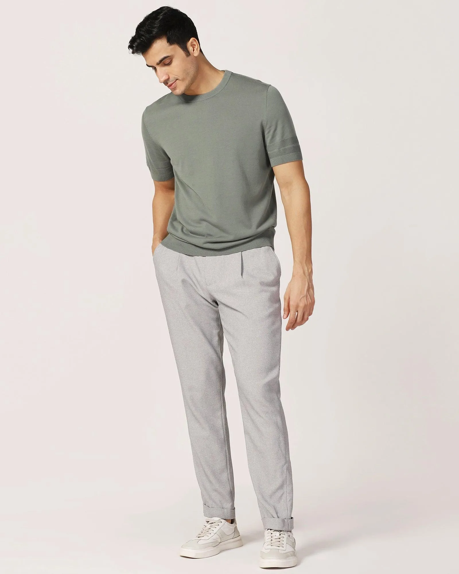 Sneaker Fit Grey Textured Pant - Fronx Perfect Length