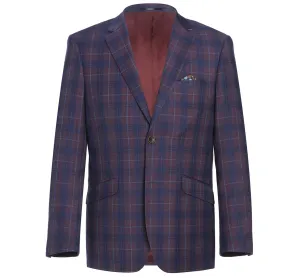 Alessandro Vitello by Renoir Purple 2 Buttons Slim Fit Premium Plaid Sport Coat 294-3 Thermal Insulation Layer