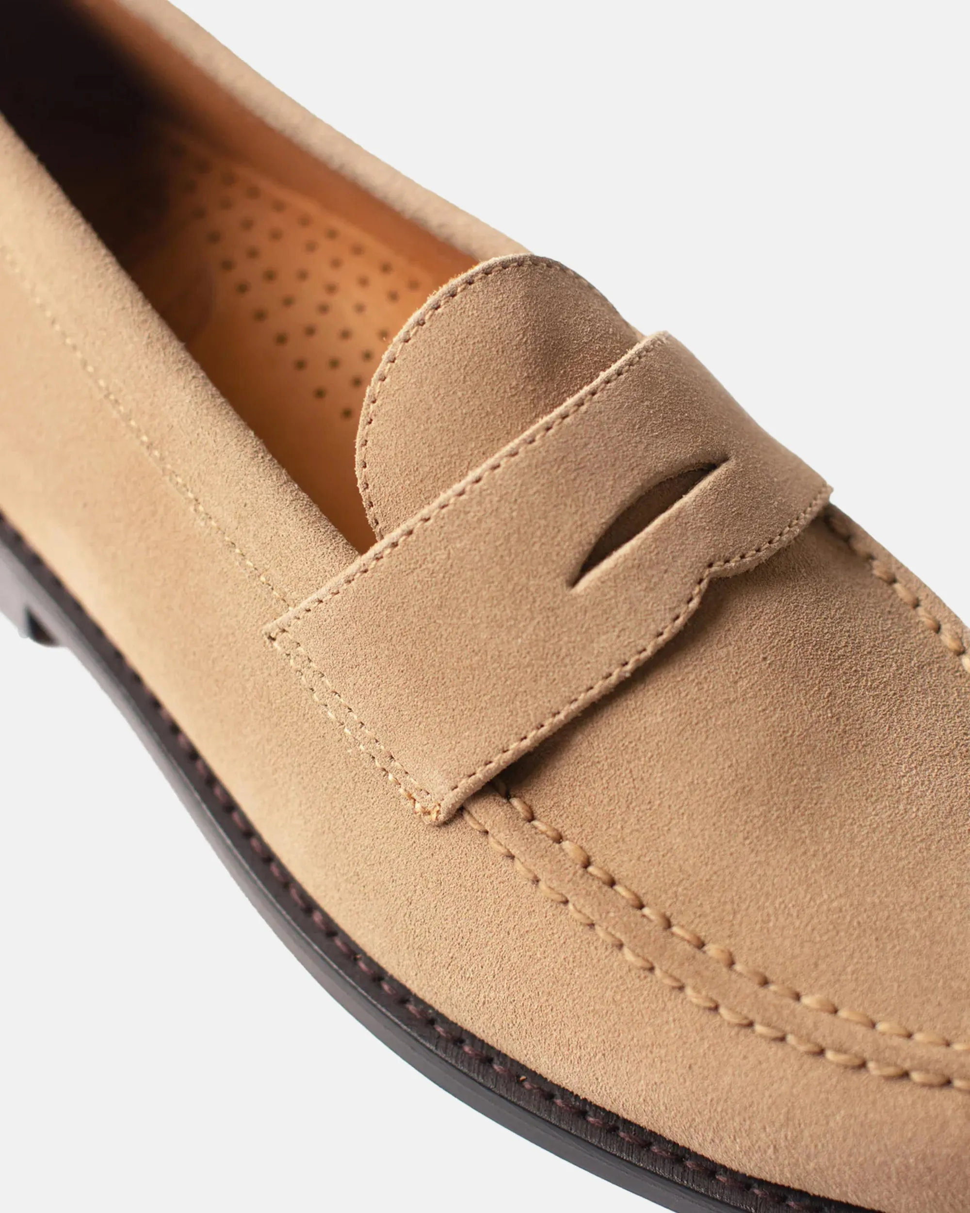 Love Path Tan Suede Penny Loafers
