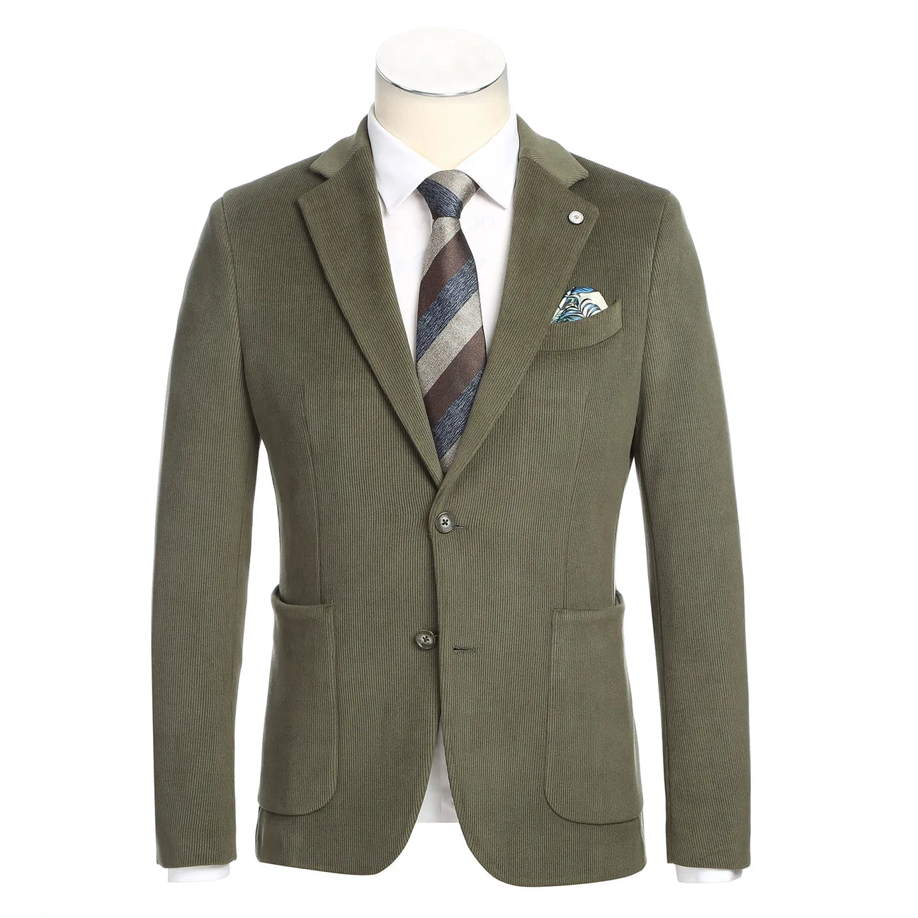 Pellagio Men's Half Canvas Blazer Olive PF24-8 Ripstop Technology