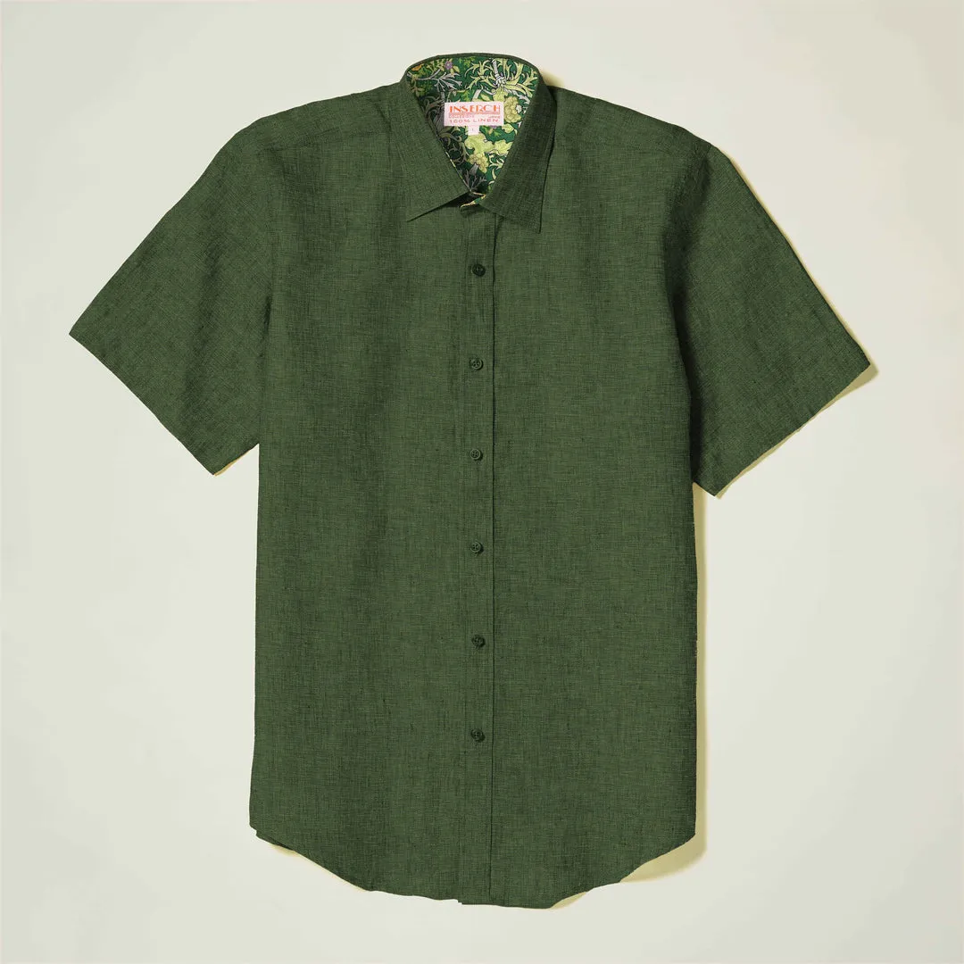 Inserch SS Linen Shirt SS717-00200 Emerald LowMaintenance Material LowProfile Fasteners