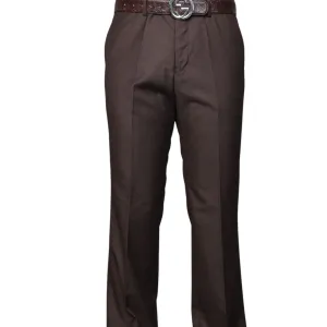Dubhe Collection: Brown Pleated Wool Pants Sleek Fit