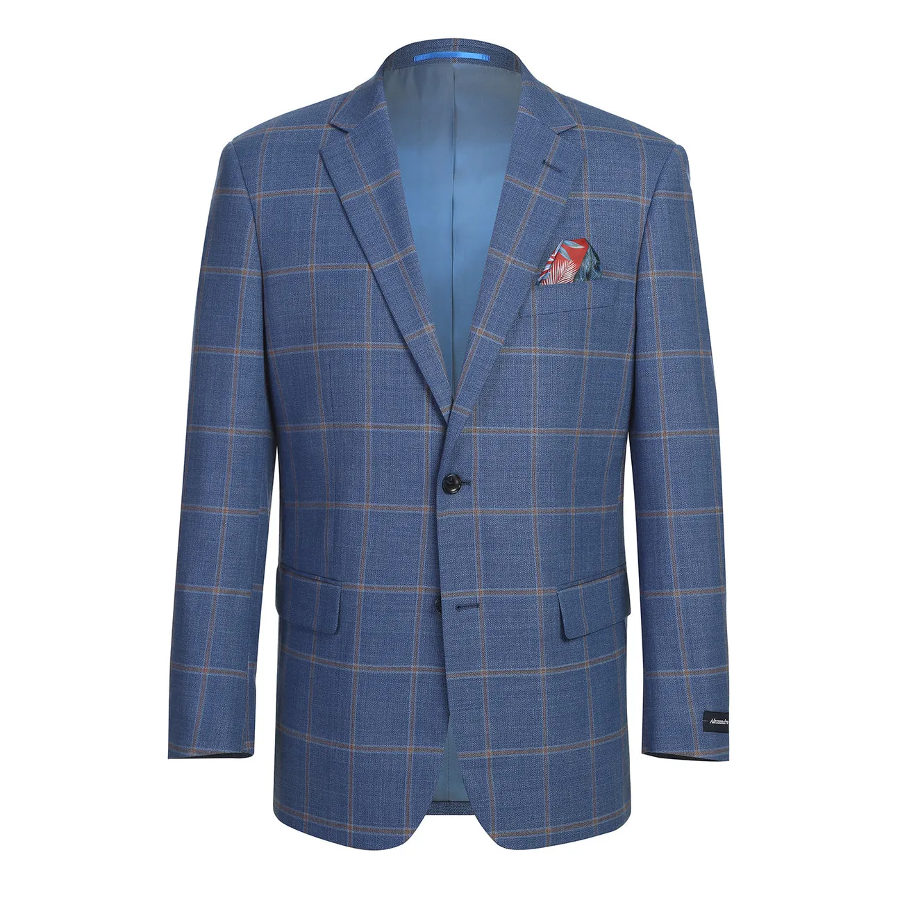 TemperatureRegulating Fabric Velcro Fasten Alessandro Vitello by Renoir Classic Fit Wool Blue Blazer 565-15