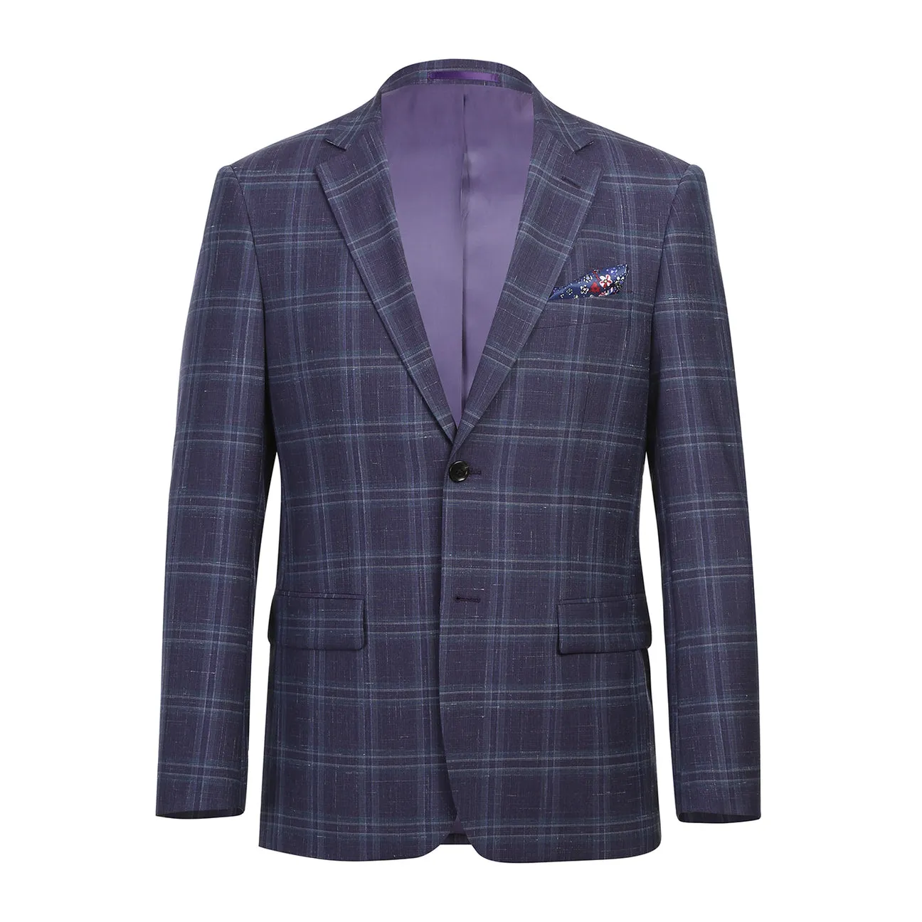Winter Fashion Alessandro Vitello by Renoir New Slim Fit Wool Blazer Purple Blue 565-6