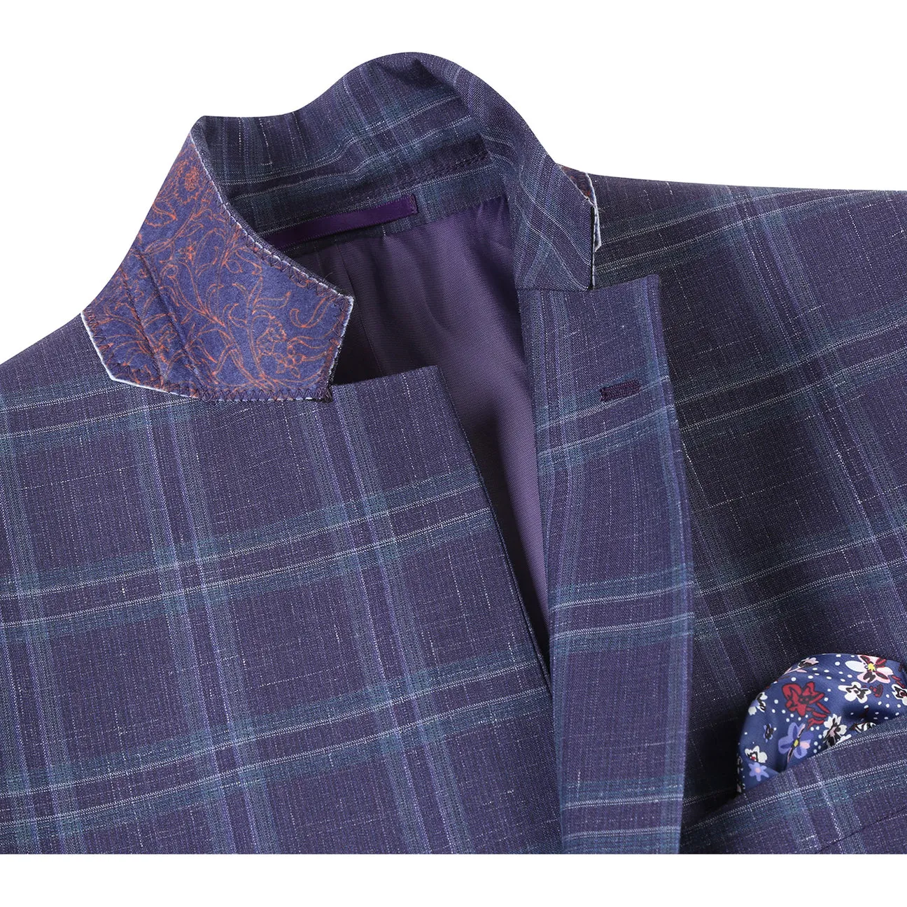 Water Repellent Fabric Alessandro Vitello by Renoir New Slim Fit Wool Blazer Purple Blue 565-6