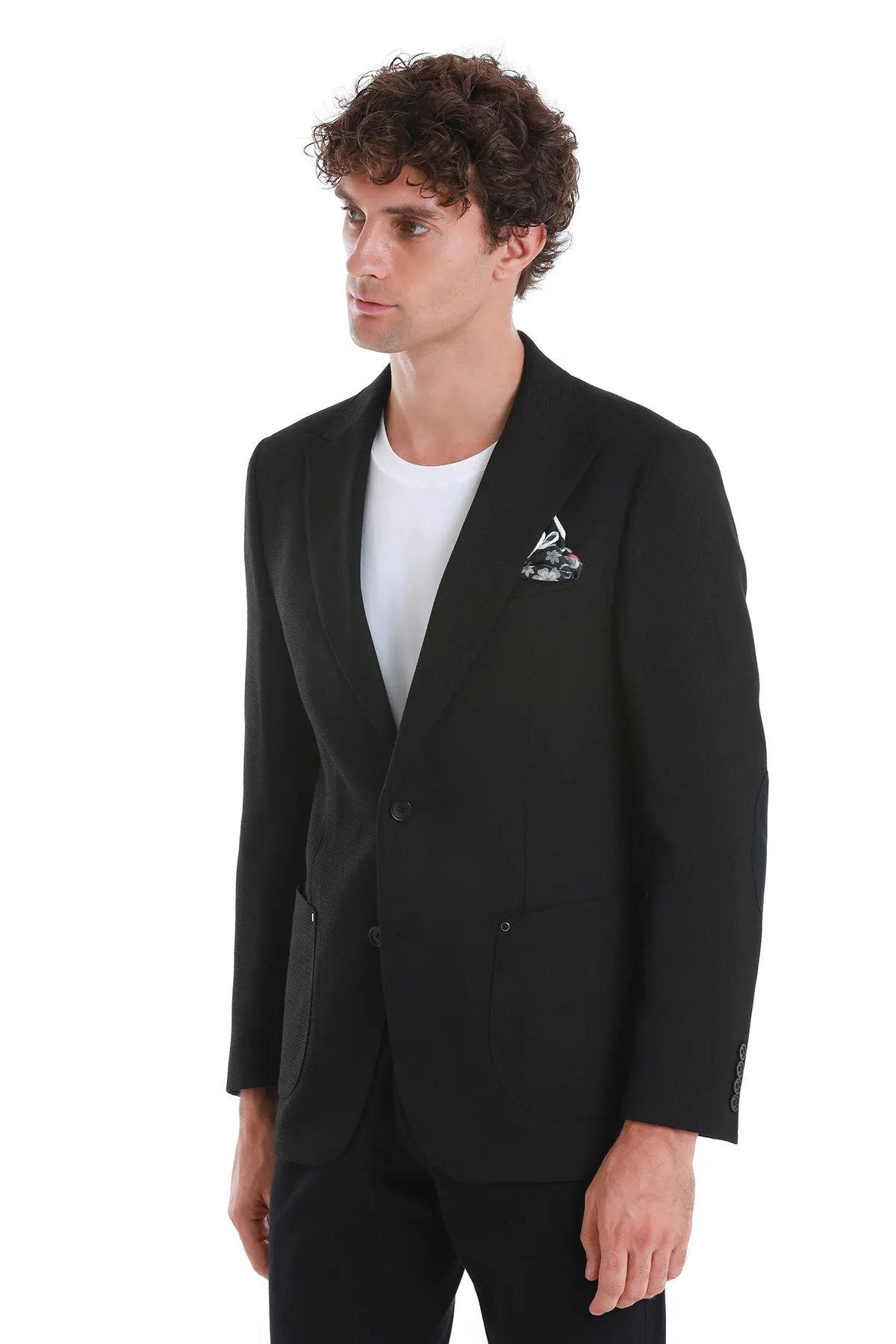 Odor Control Finish Comfort Fit Peak Lapel Black Classic Blazer