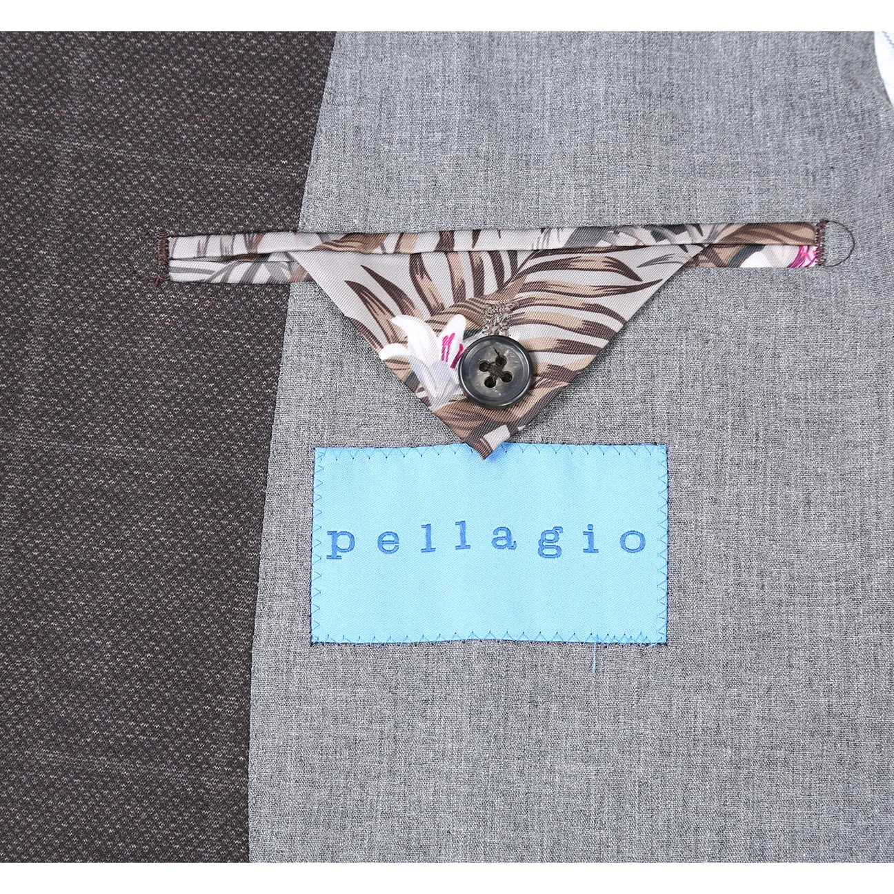 Pellagio Men's Half Canvas Blazer Dark Brown PF24-5 Seamless Design HighNeckDesign