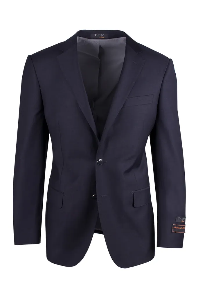 InterchangeablePanels MoistureWickingTechnology Tiglio Luxe Novello Navy Blue, Modern Fit, Pure Wool Blazer TIG1002