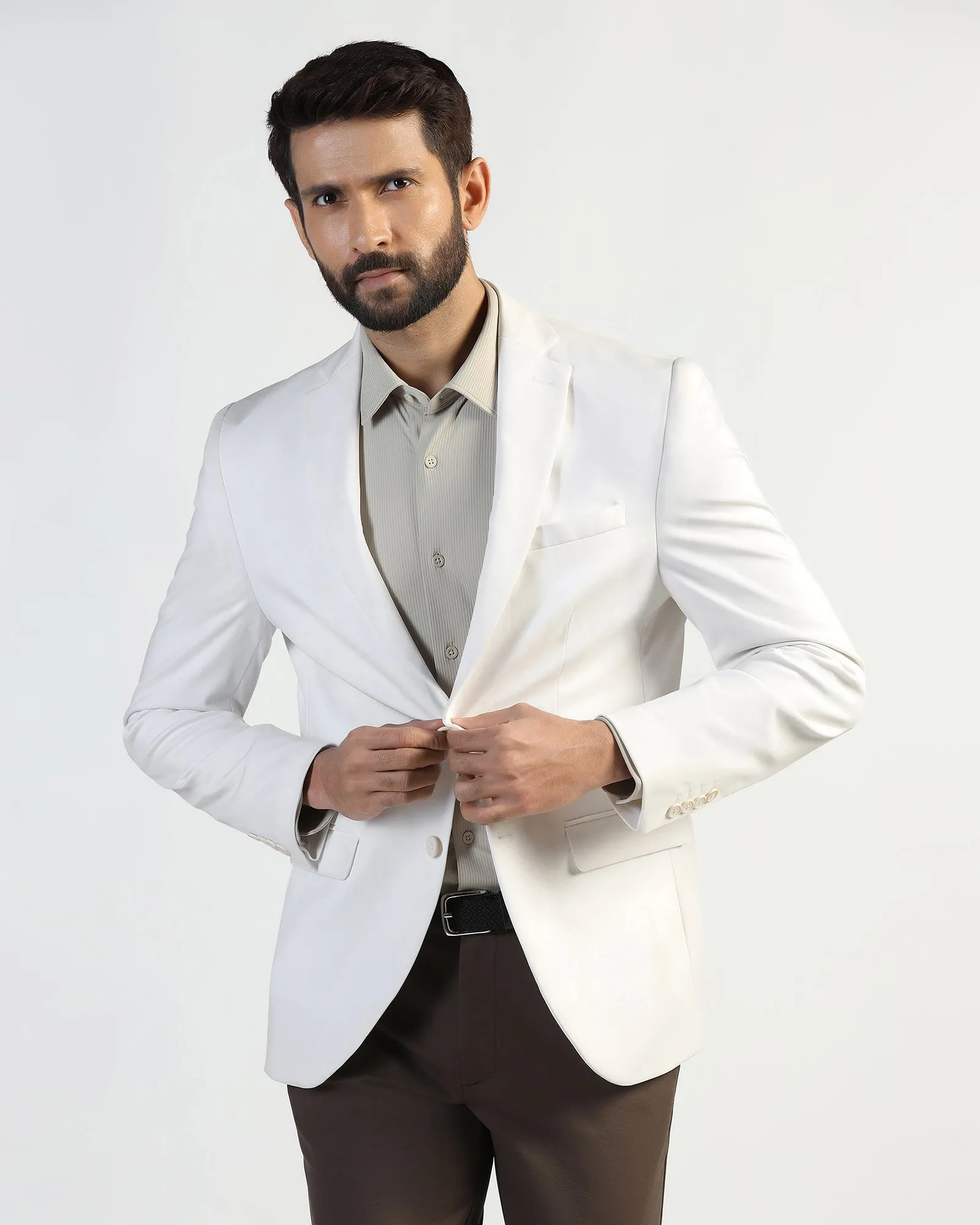 Rugged Comfort Midweight Layer TechPro Formal White Solid Blazer - Explore