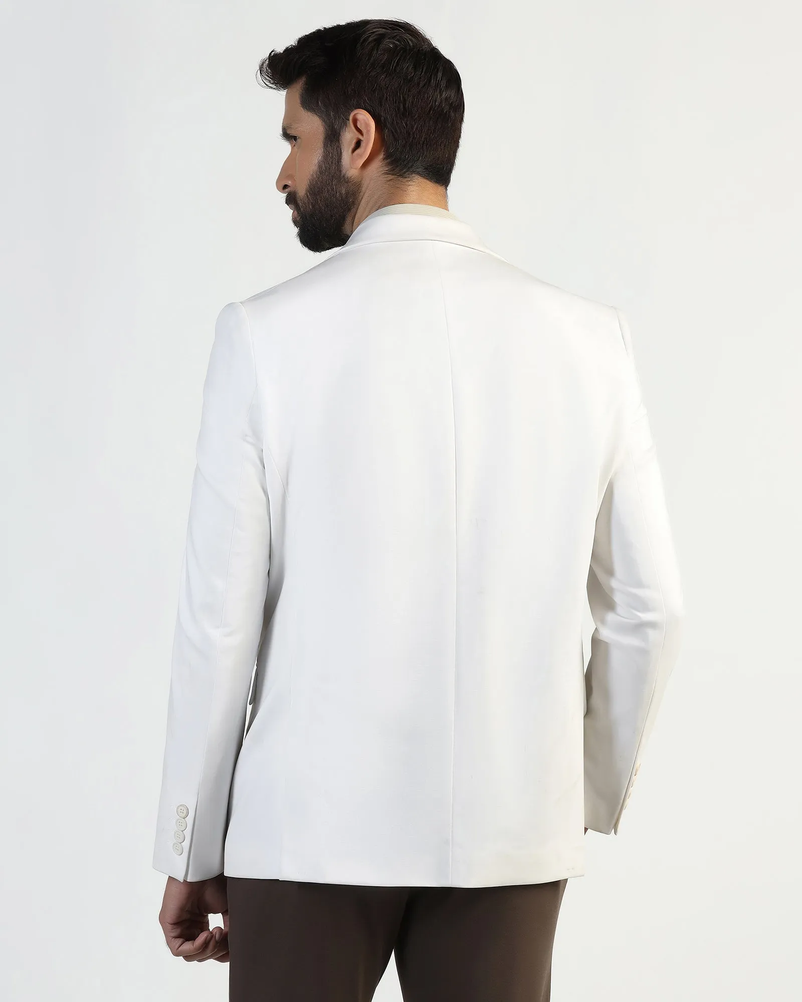 Non Restrictive Mobility Ergonomic Drape TechPro Formal White Solid Blazer - Explore