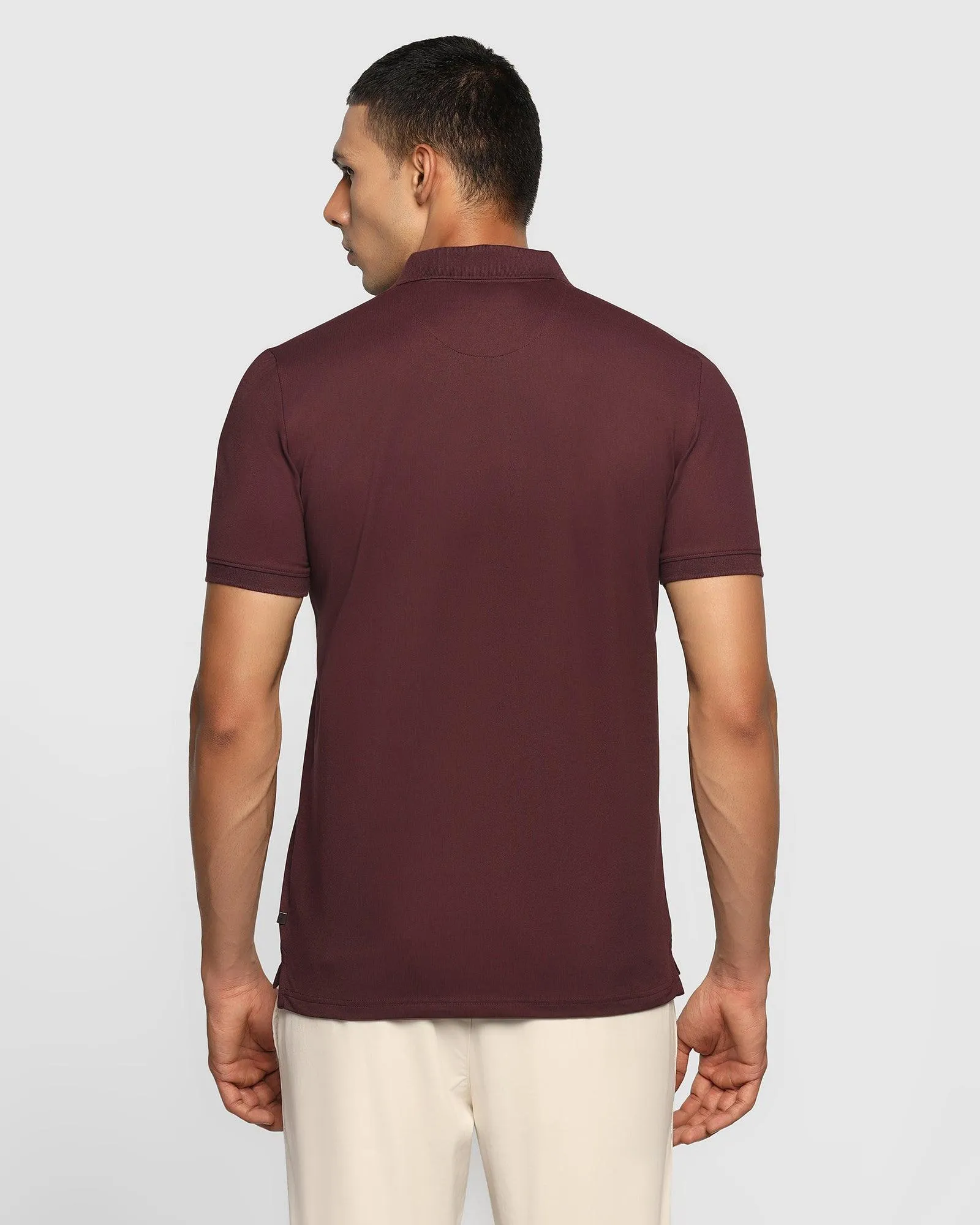 Corporate Dress Code Breathable Shirt Wine Must Haves Solid Polo - Yukii