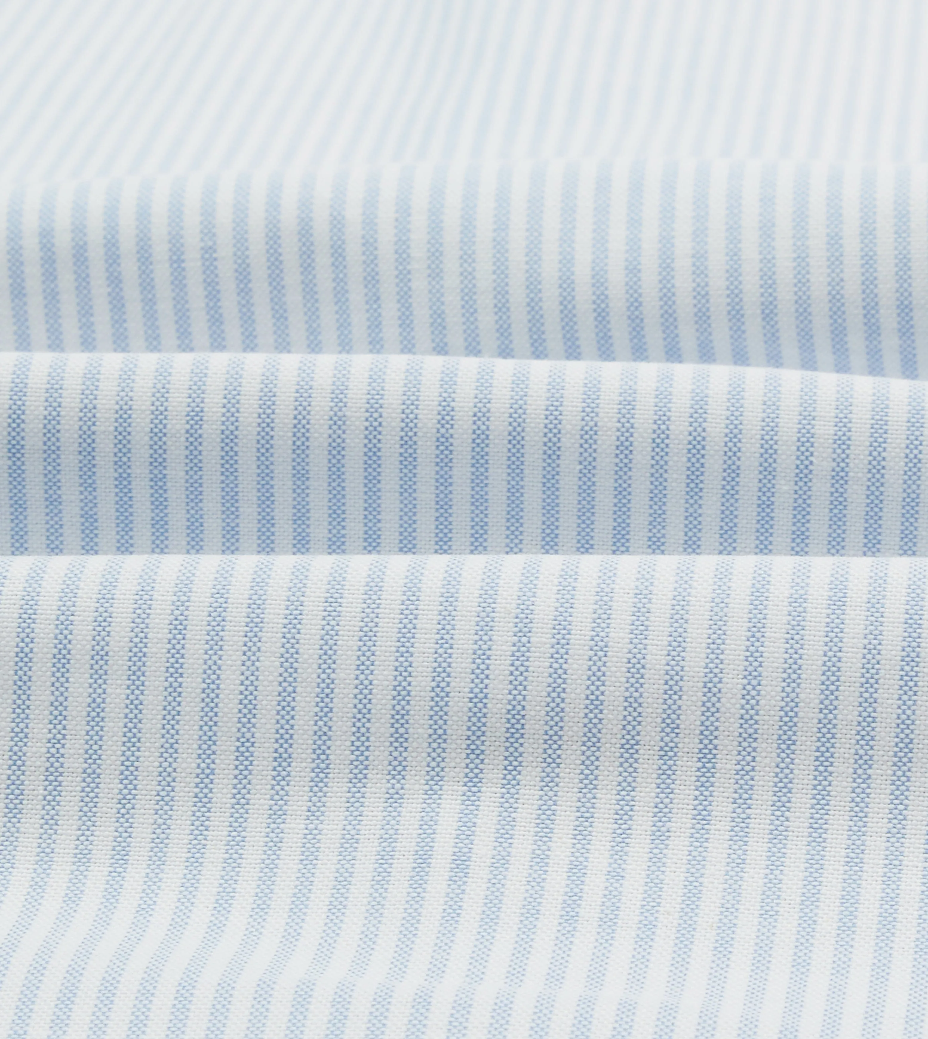 Light Blue and White Ticking Stripe Cotton Oxford Cloth Long Point Collar Shirt Current Style Hooded Option