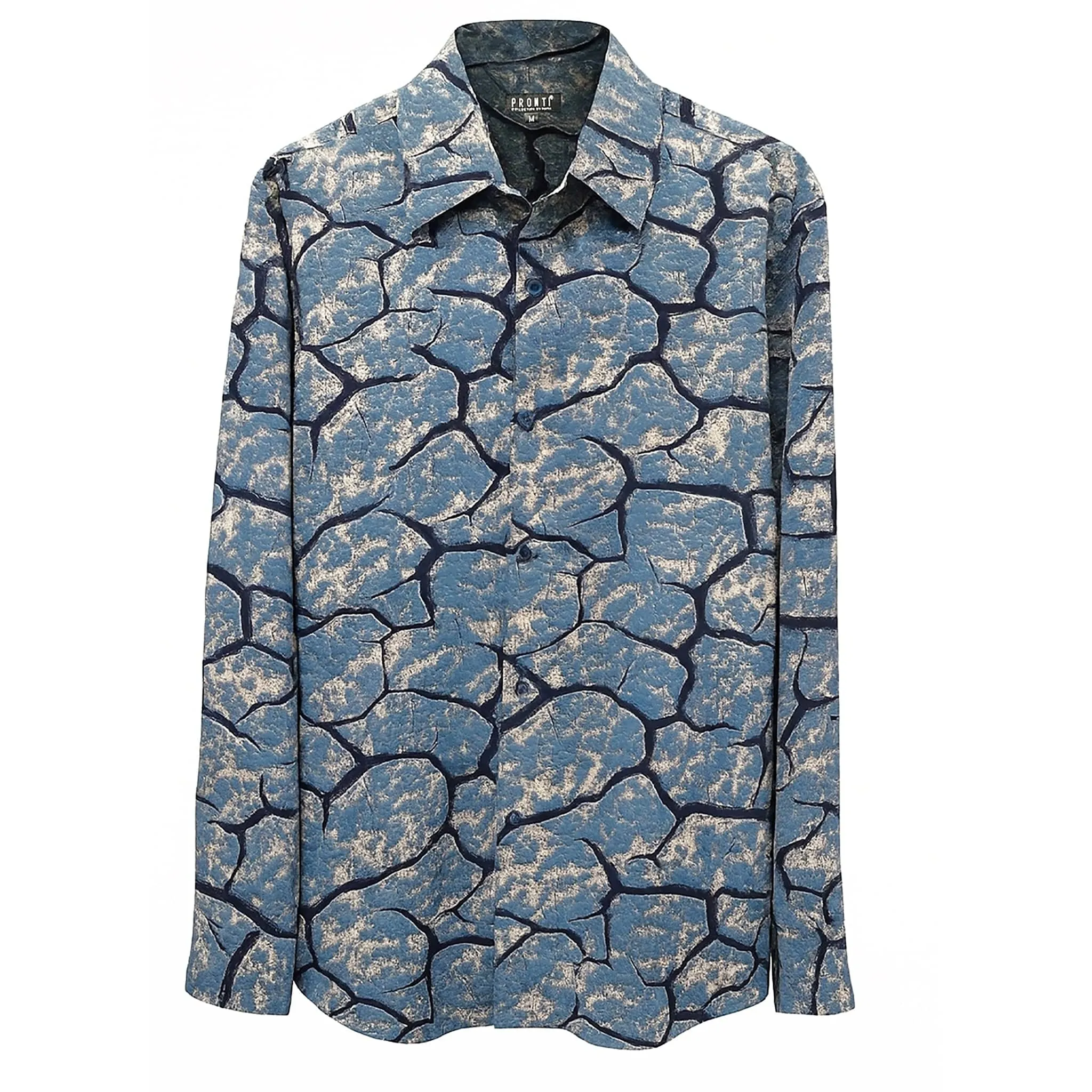 PRONTI RELAX FIT Sport Shirt-S6894 Layered Collar