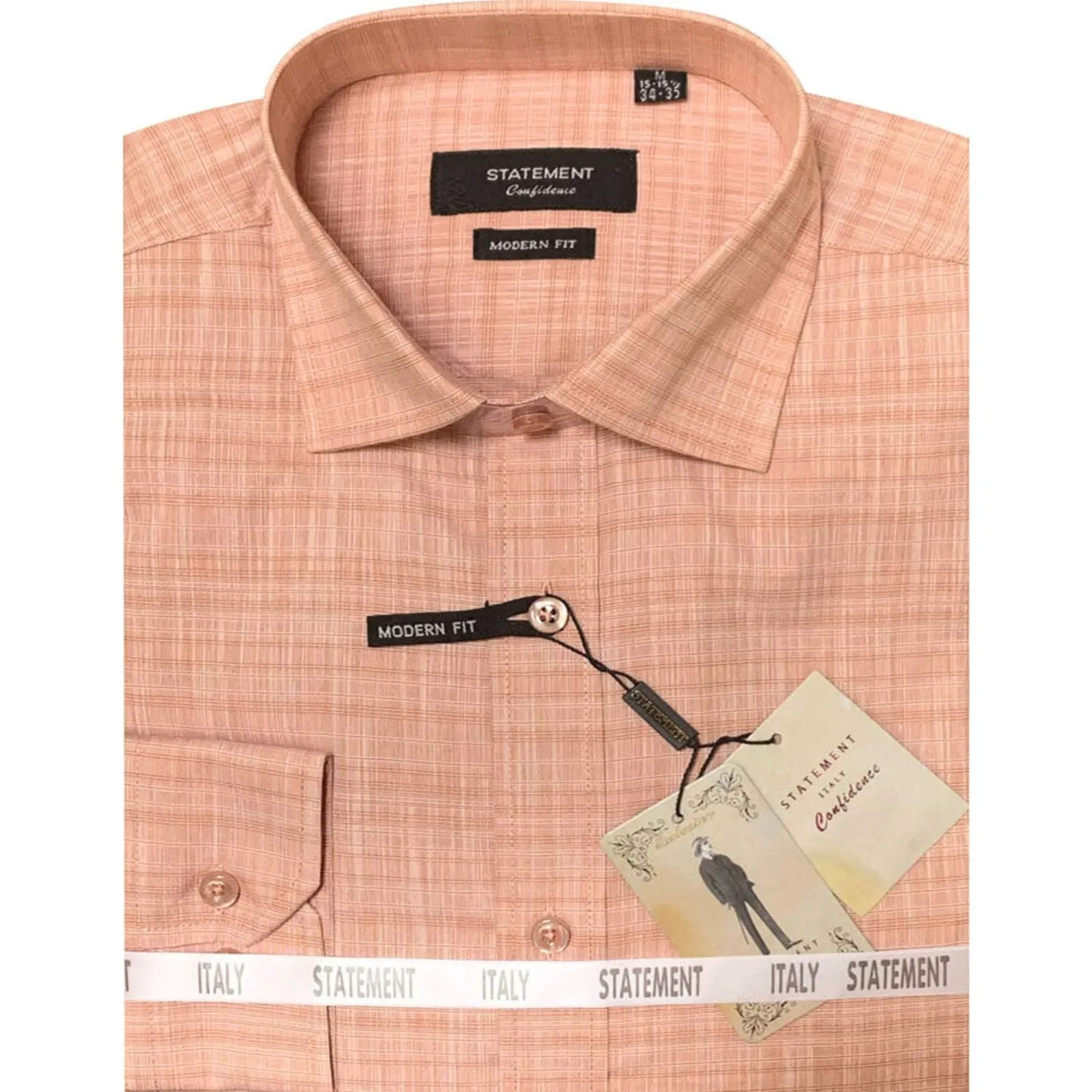 fade resistant color Sedna Collection: High-Quality Copper Self-Textured Modern Fit Men's Dress Shirt