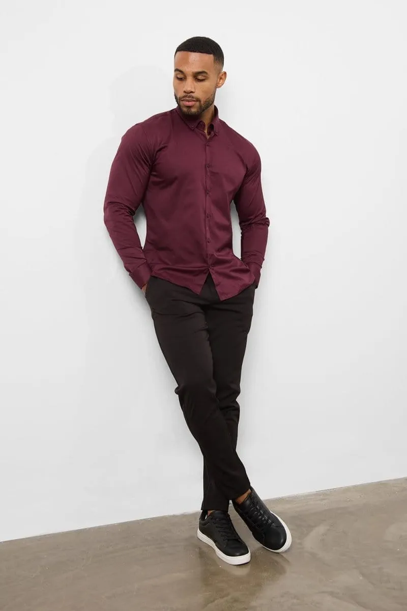 Athletic Fit Signature Shirt 2.0 in Burgundy Autumn Look Advanced Moisture Management
