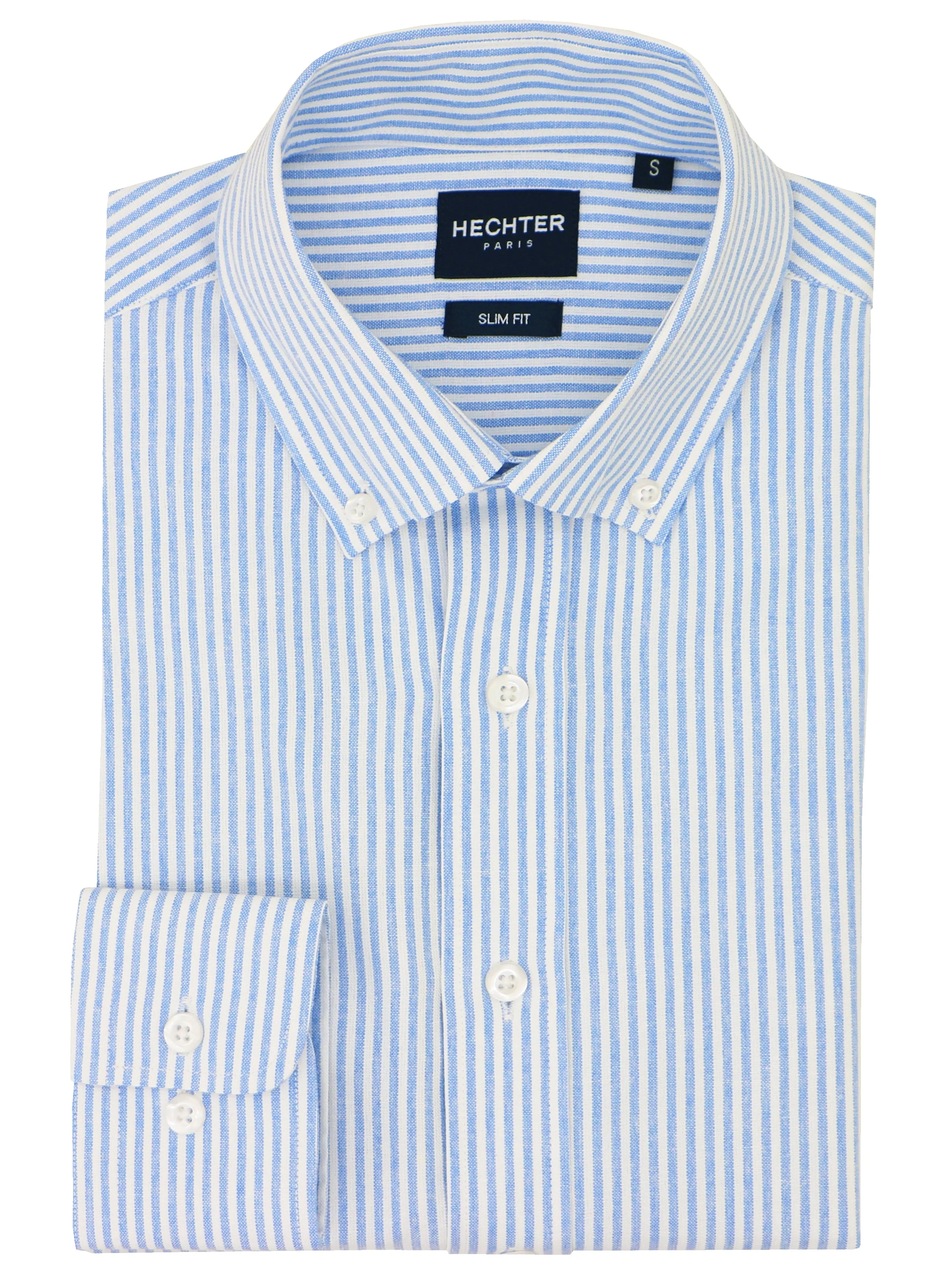 EasyCare Fabric Blue Button Down Striped Shirt
