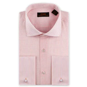Cruise Collection Glossy Texture Steven Land Checks & Stripe??s French Cuff &  Spread collar Dress Shirt/Ds2207