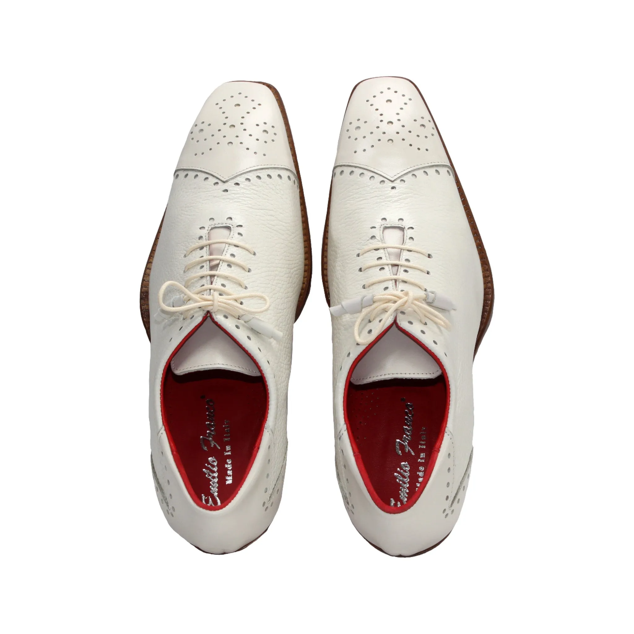 Shine Bright Leather Upper Emilio Franco "Bosco" Bone Shoes