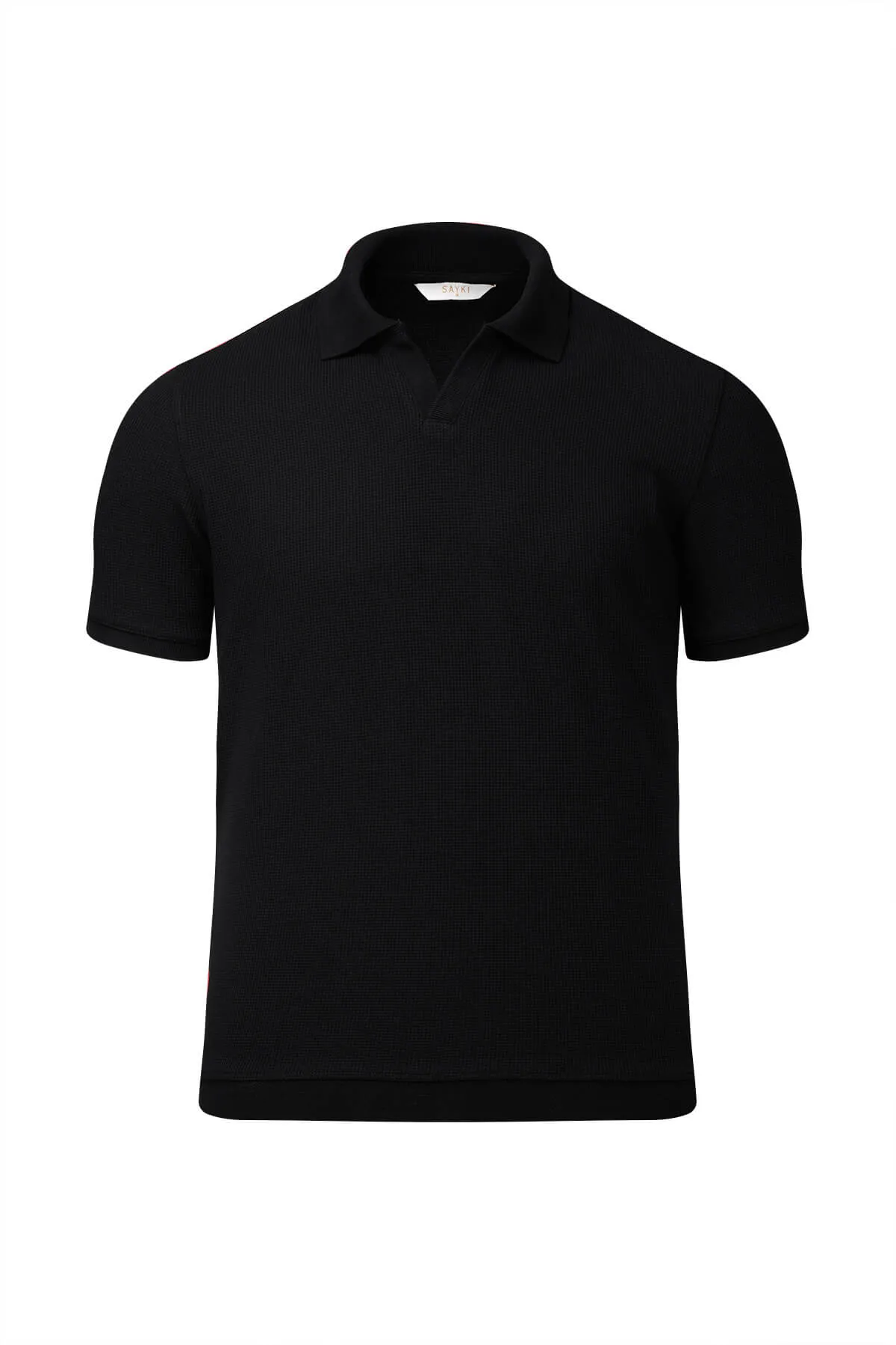 Regular Fit Cotton Blend Black Polo Durable Double Stitching Minimalist Style