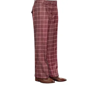 Quasar Collection: Brick Plaid Wide-Leg Pants TouchscreenCompatiblePockets DoubleLayeredHem