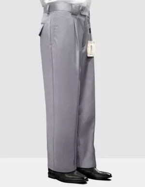 GREY WIDE LEG DRESS PANTS Moisture Wicking Fabric Gusseted Crotch