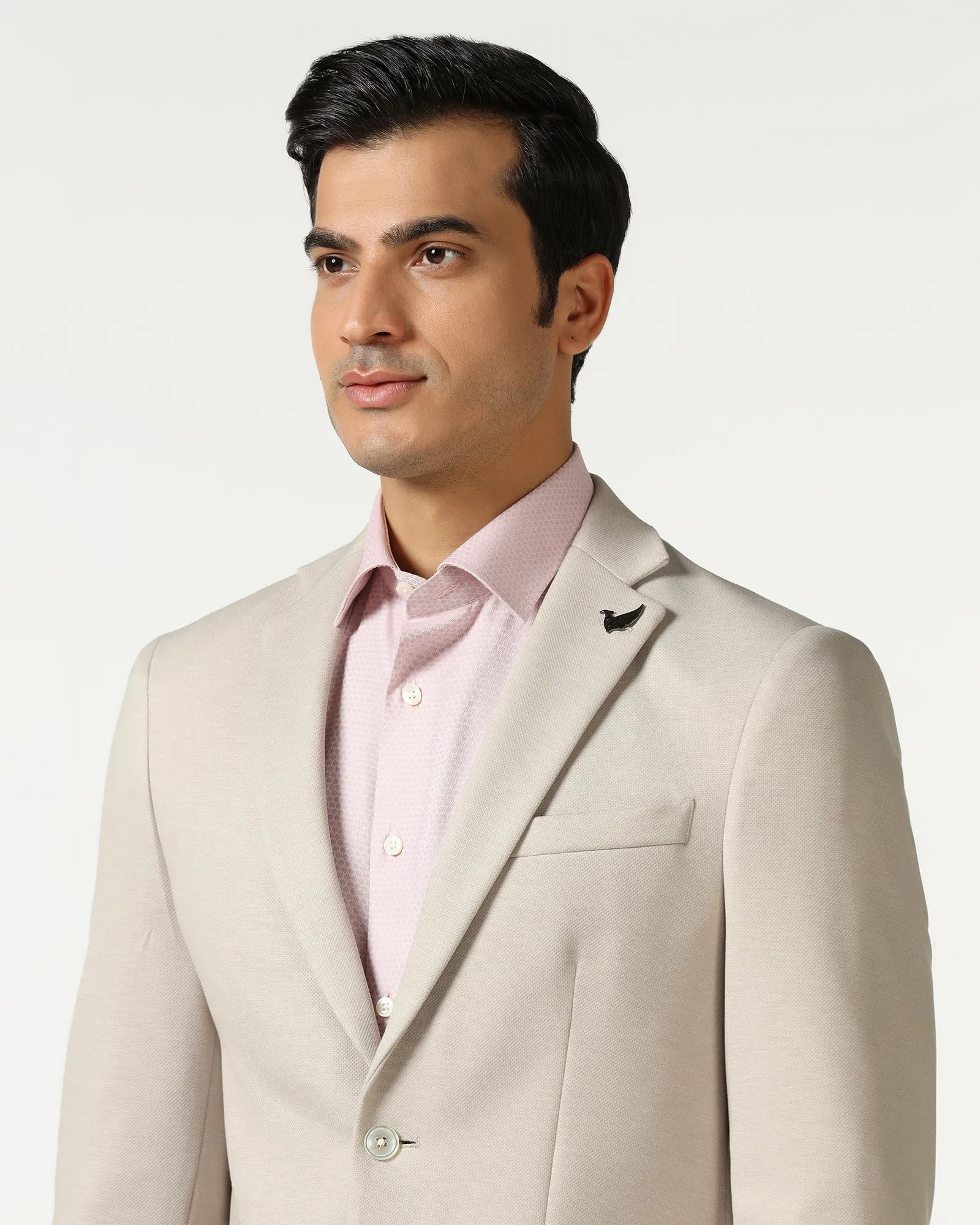 Beige Textured Blazer - Walker Minimal Look