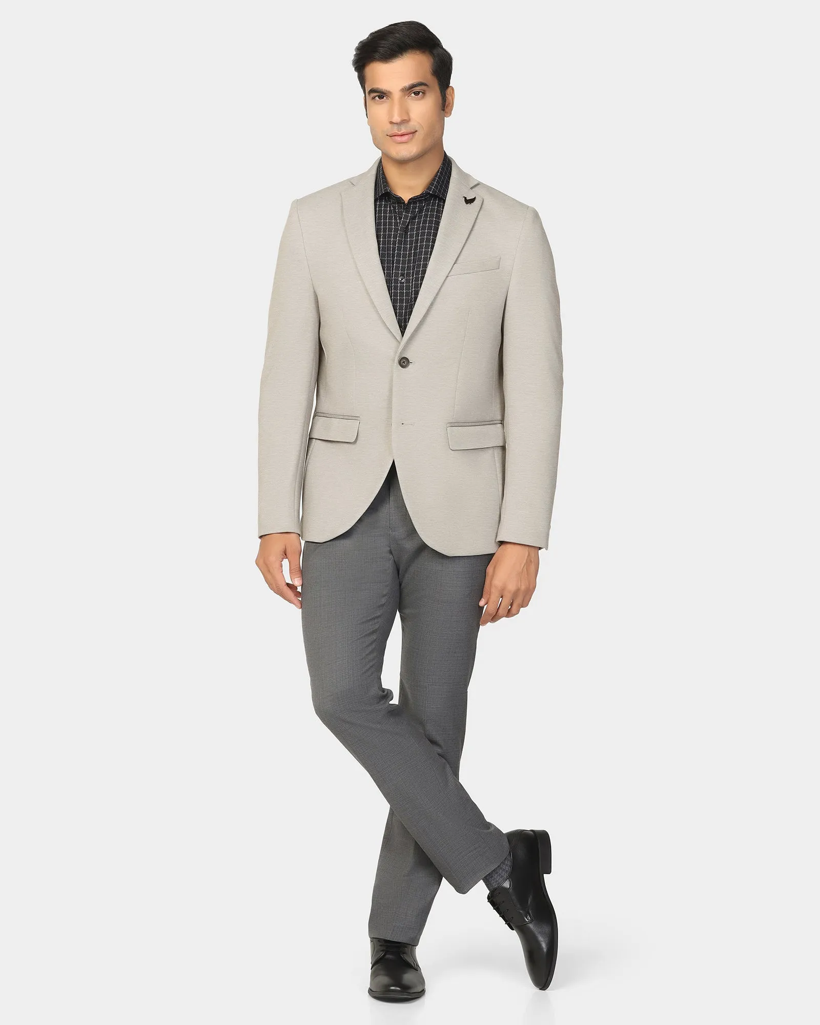 Relaxed Fit Structure Utility Inspired Look Formal Light Grey Textured Blazer - Dylan