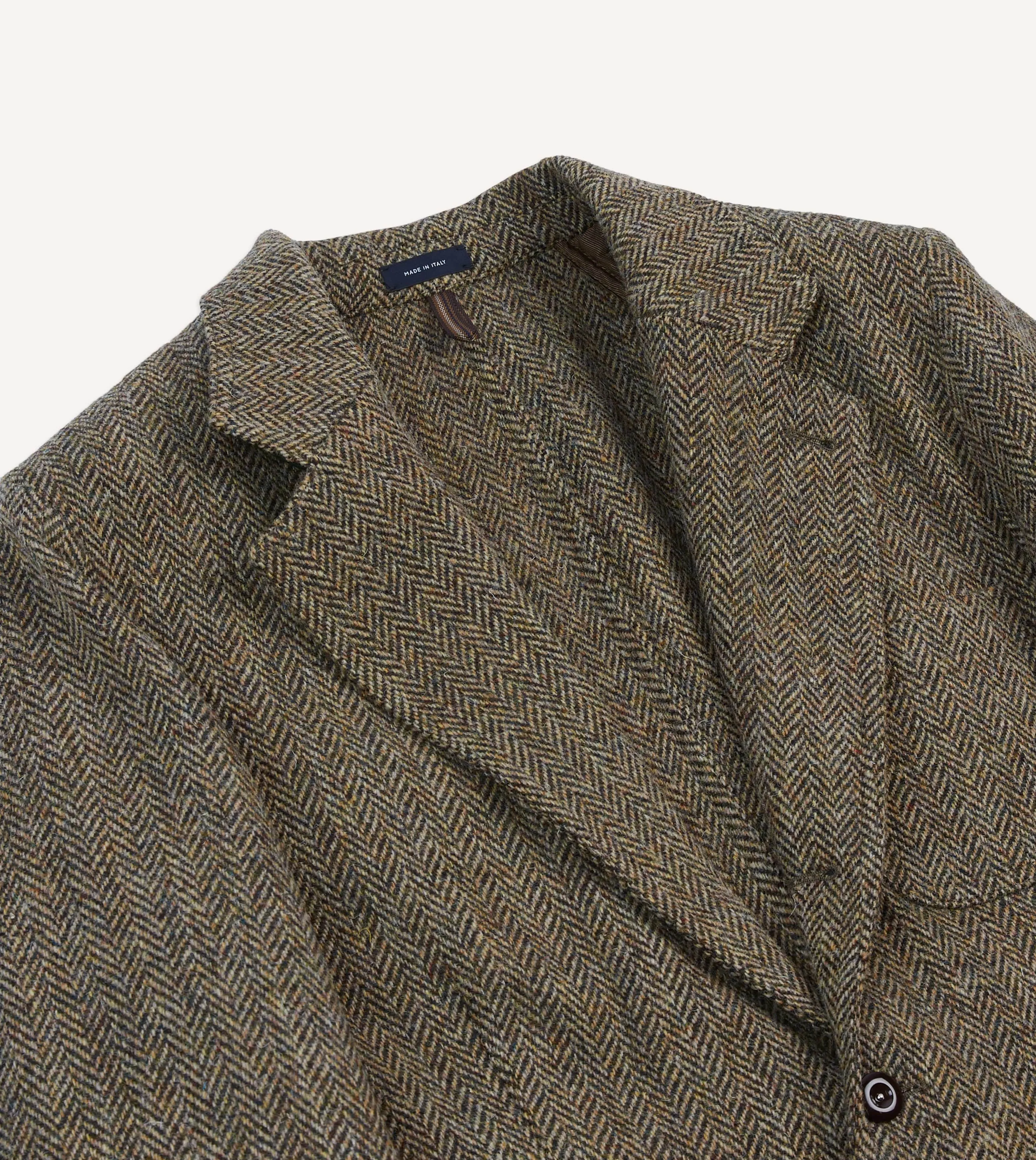 Olive Herringbone Harris Tweed Games Blazer Mk. VII Layered Cuff System Adjustable Cuff