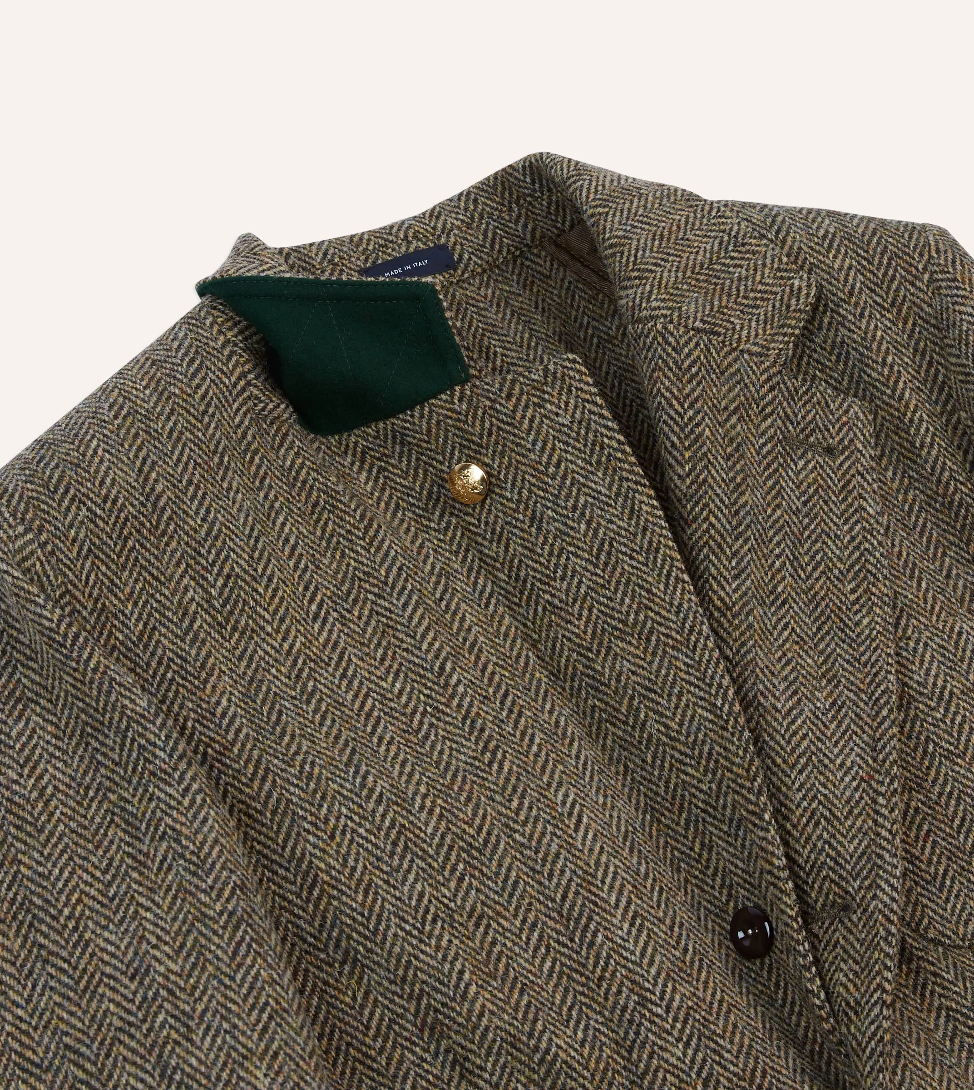 Eco Friendly Textile Snow Day Olive Herringbone Harris Tweed Games Blazer Mk. VII