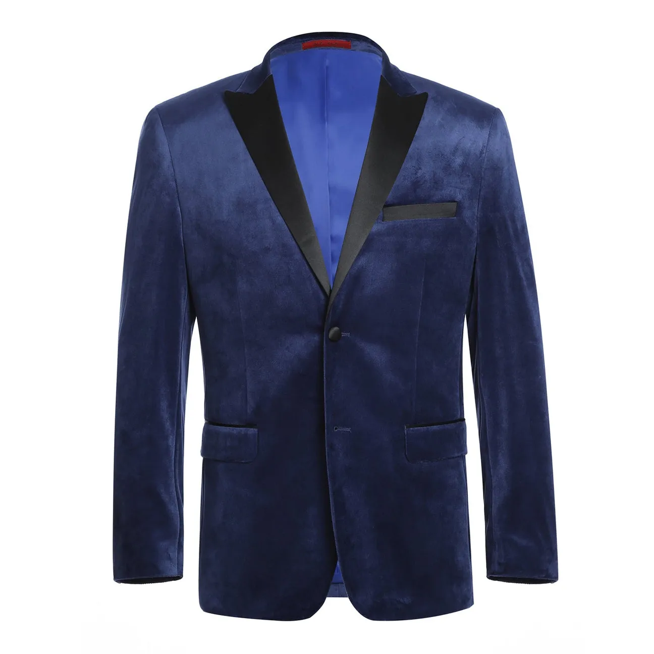 Alessandro Vitello by Renoir Slim Fit Stretch Blue Tuxedo Blazer 290-7 Quilted Stitching