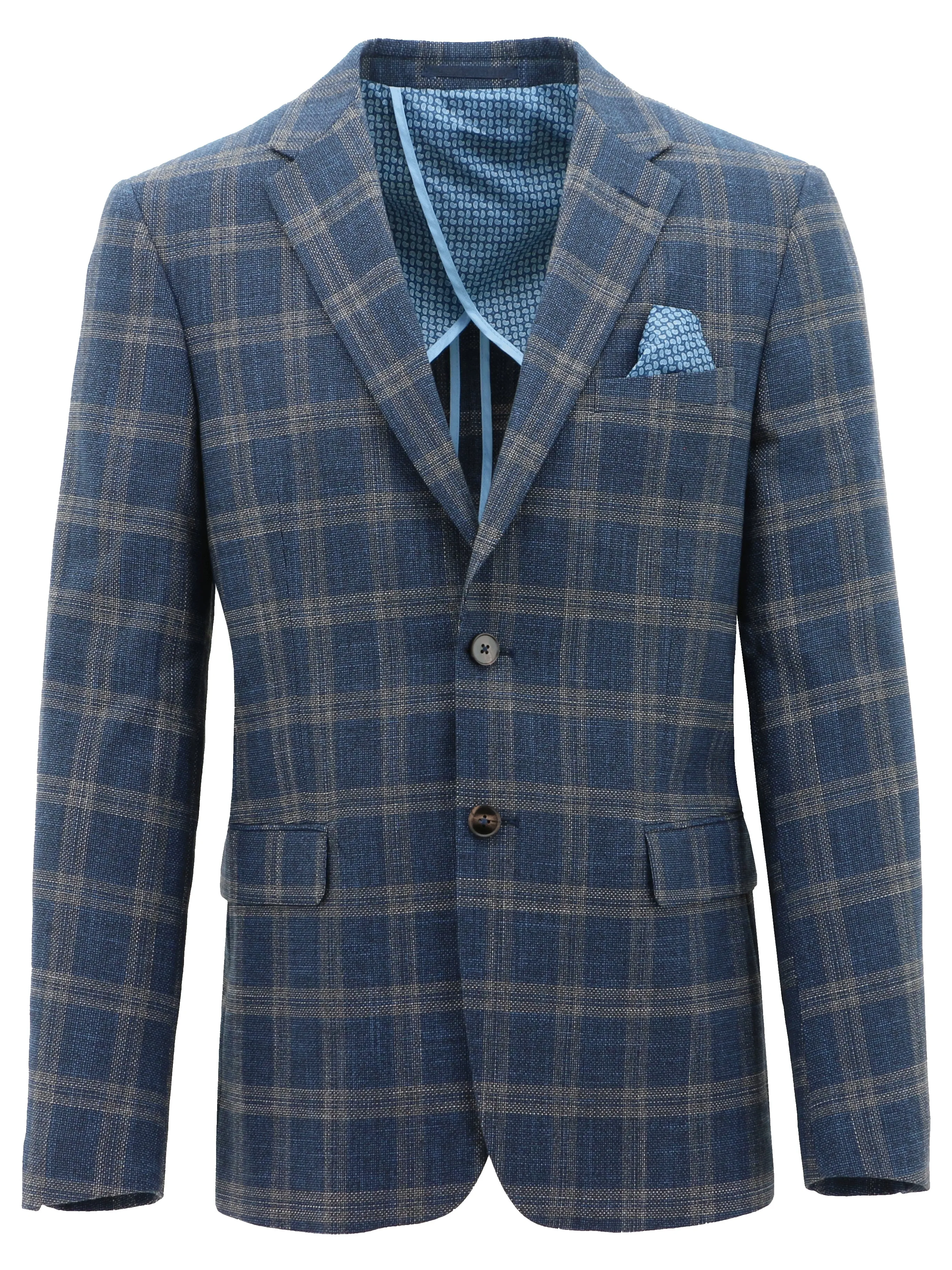 Structured Casual Fit Genoa Buggy Blue Checked Sports Jacket