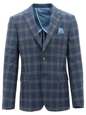 Structured Casual Fit Genoa Buggy Blue Checked Sports Jacket