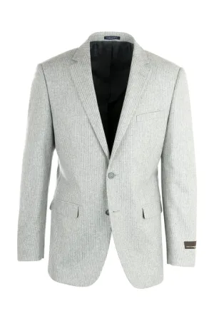 Outdoor Look Canaletto Sangria Elbow Patches Appliqued Light Gray Stripe Flannel Wool Jacket CN1418/1