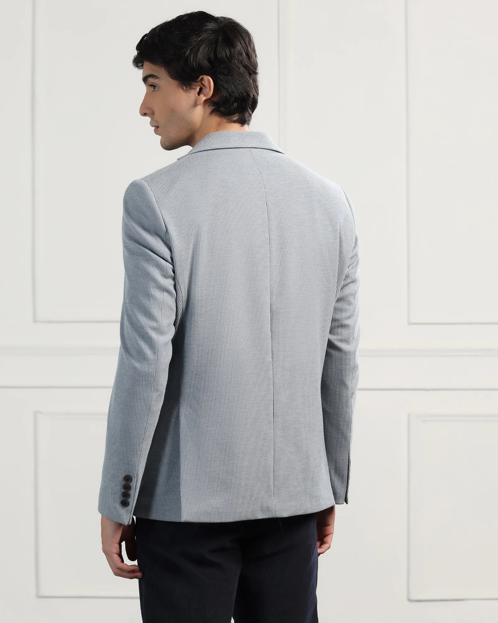 Formal Grey Stripe Blazer - Nios Comfort Stretch Fabric