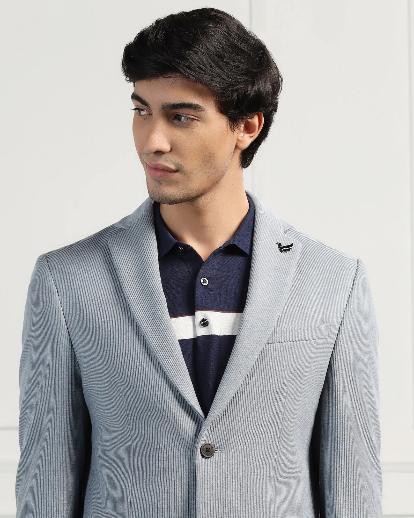 Formal Grey Stripe Blazer - Nios Frictionless Lining abrasion resistant coating