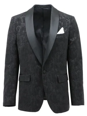 Henry Black Paisley Dinner Jacket StretchableMaterial Moisture Wicking Inner