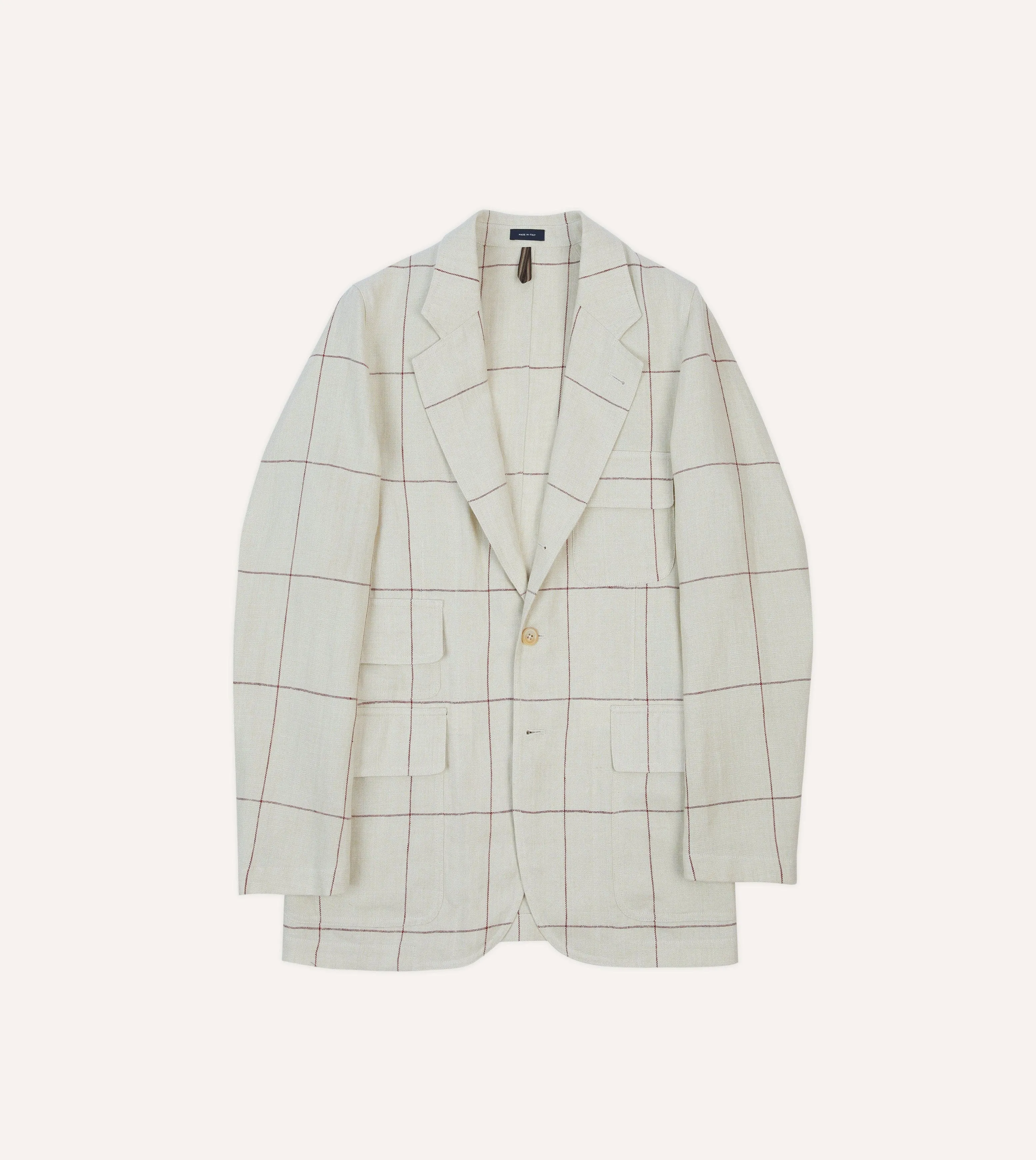 Fleece Inside Ecru and Red Windowpane Check Games Blazer Mk. IV