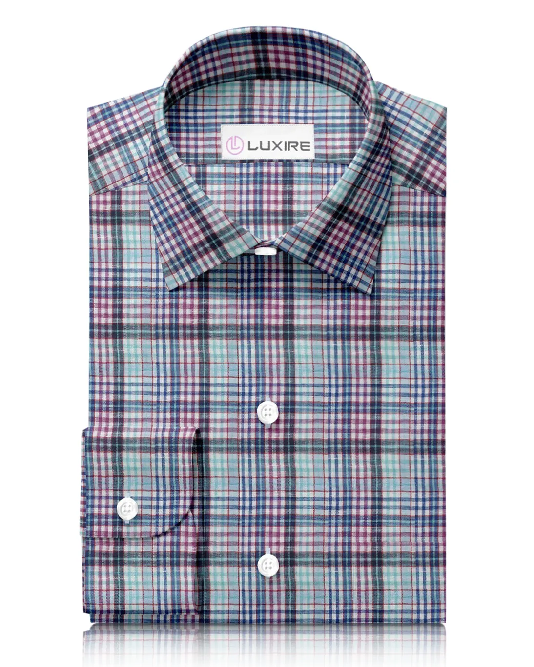 Blue Pink Aqua Madras Linen Lightweight sweater