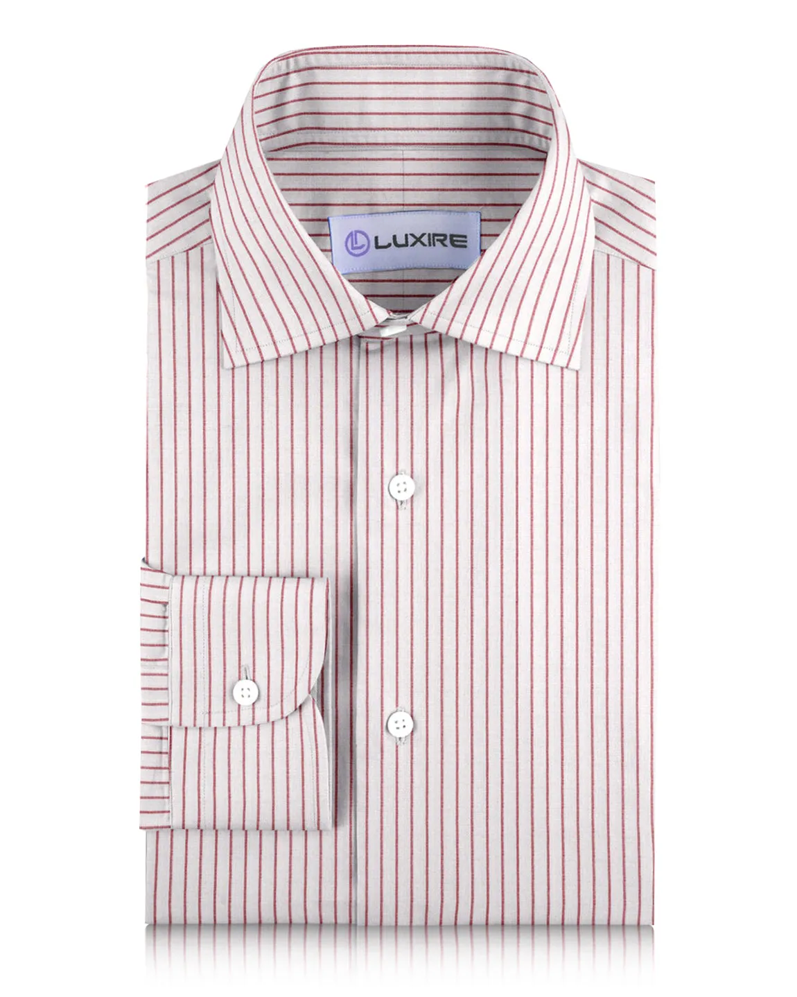 White Red Pin Stripes Linen Shine Fit