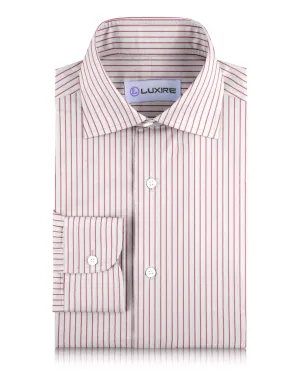 White Red Pin Stripes Linen Shine Fit