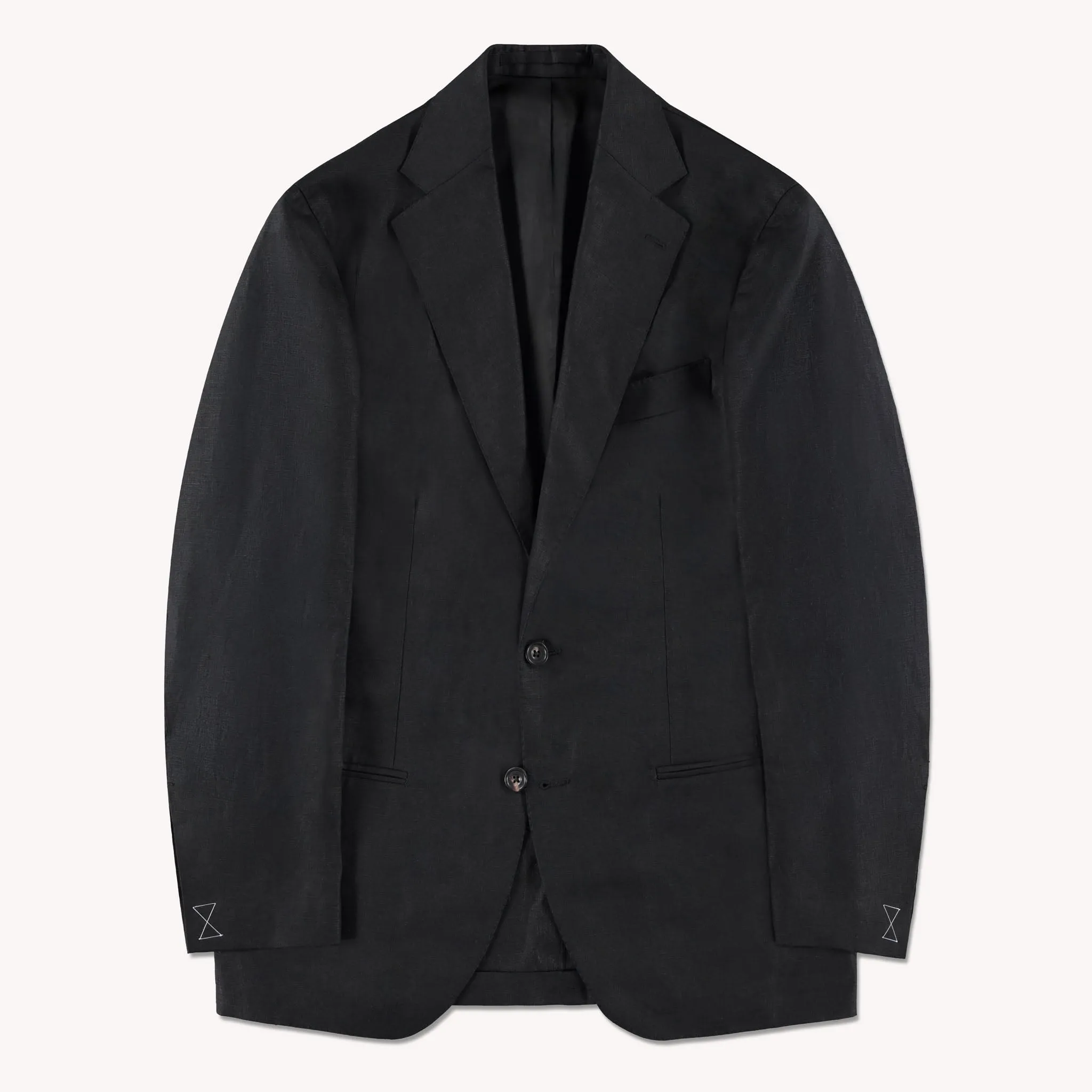 Black Irish Linen Single Breasted Waverly Suit Ergonomic Shoulder Cut