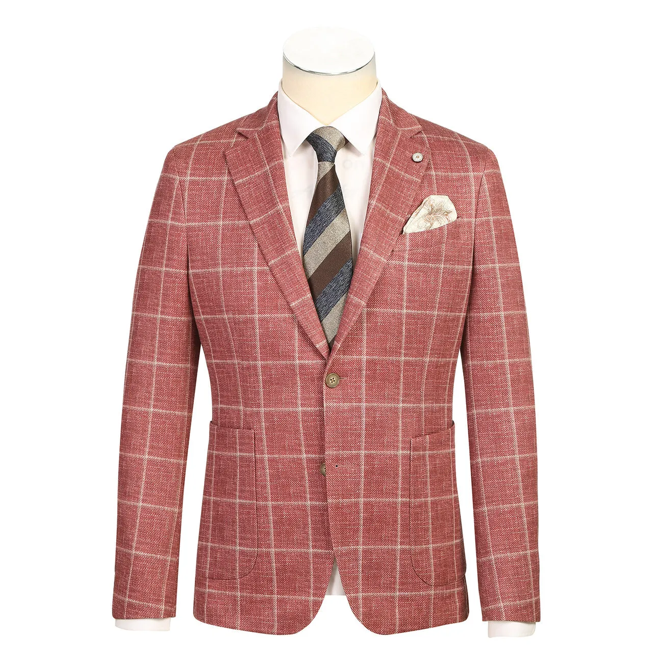Pellagio Men's Half Canvas Blazer Crimson PS25-3 Bonded Closure Mechanism Packable Style