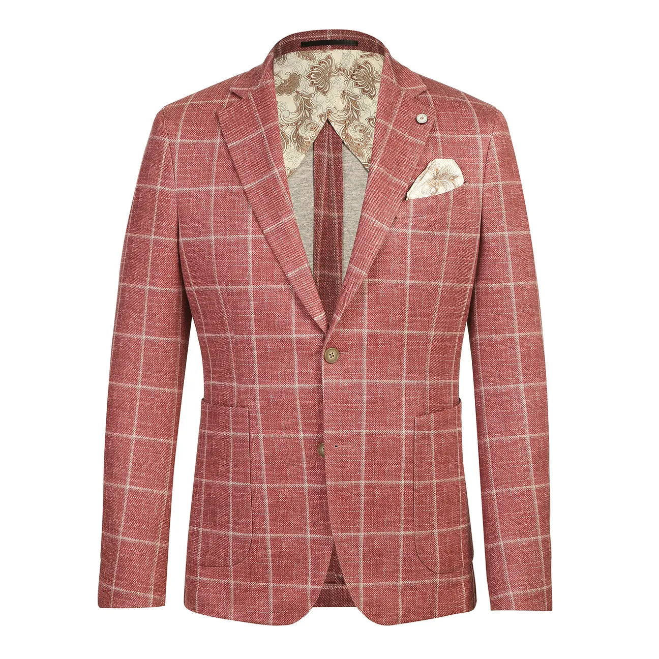 Pellagio Men's Half Canvas Blazer Crimson PS25-3 Temperature Regulating Fabric Fall Outfit