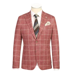 Pellagio Men's Half Canvas Blazer Crimson PS25-3 Bonded Closure Mechanism Packable Style