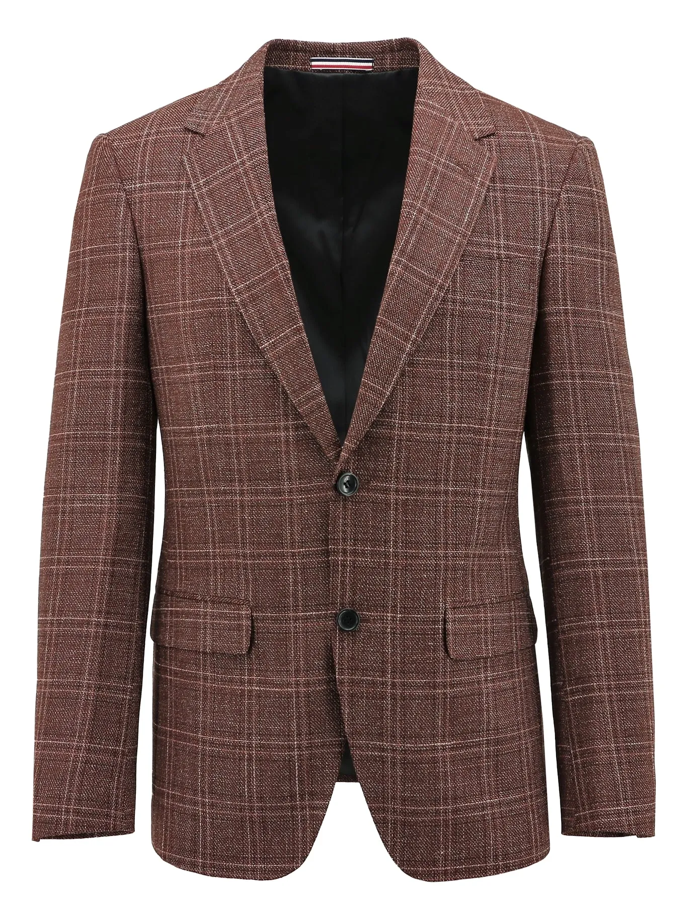 Durable Outer Shell Glossy Finish Parker Burgundy Checked Sports Jacket