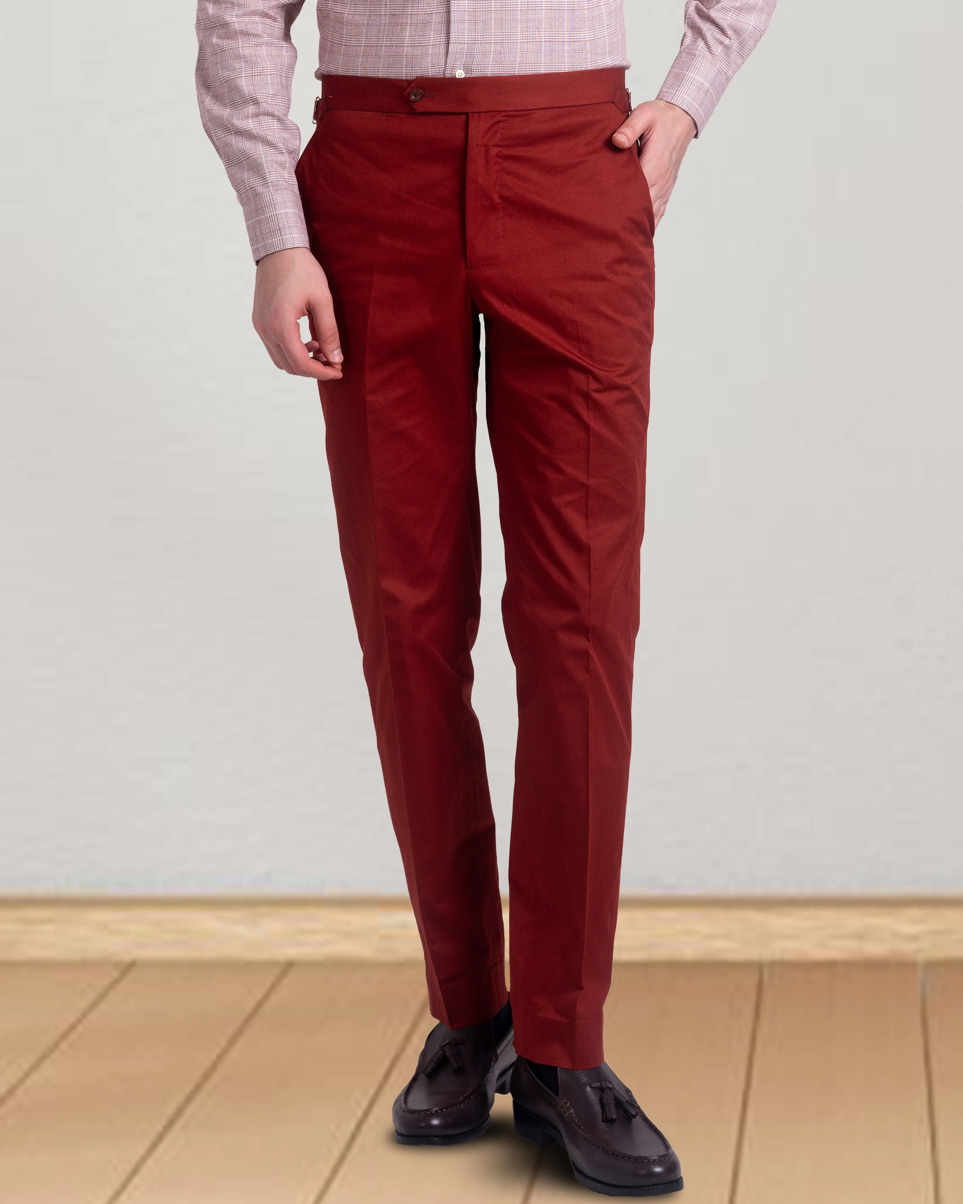 Street Inspired Rust Twill Dress Pant