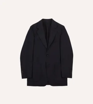 Bonded Closure Mechanism Navy Wool Flannel Tailored Jacket