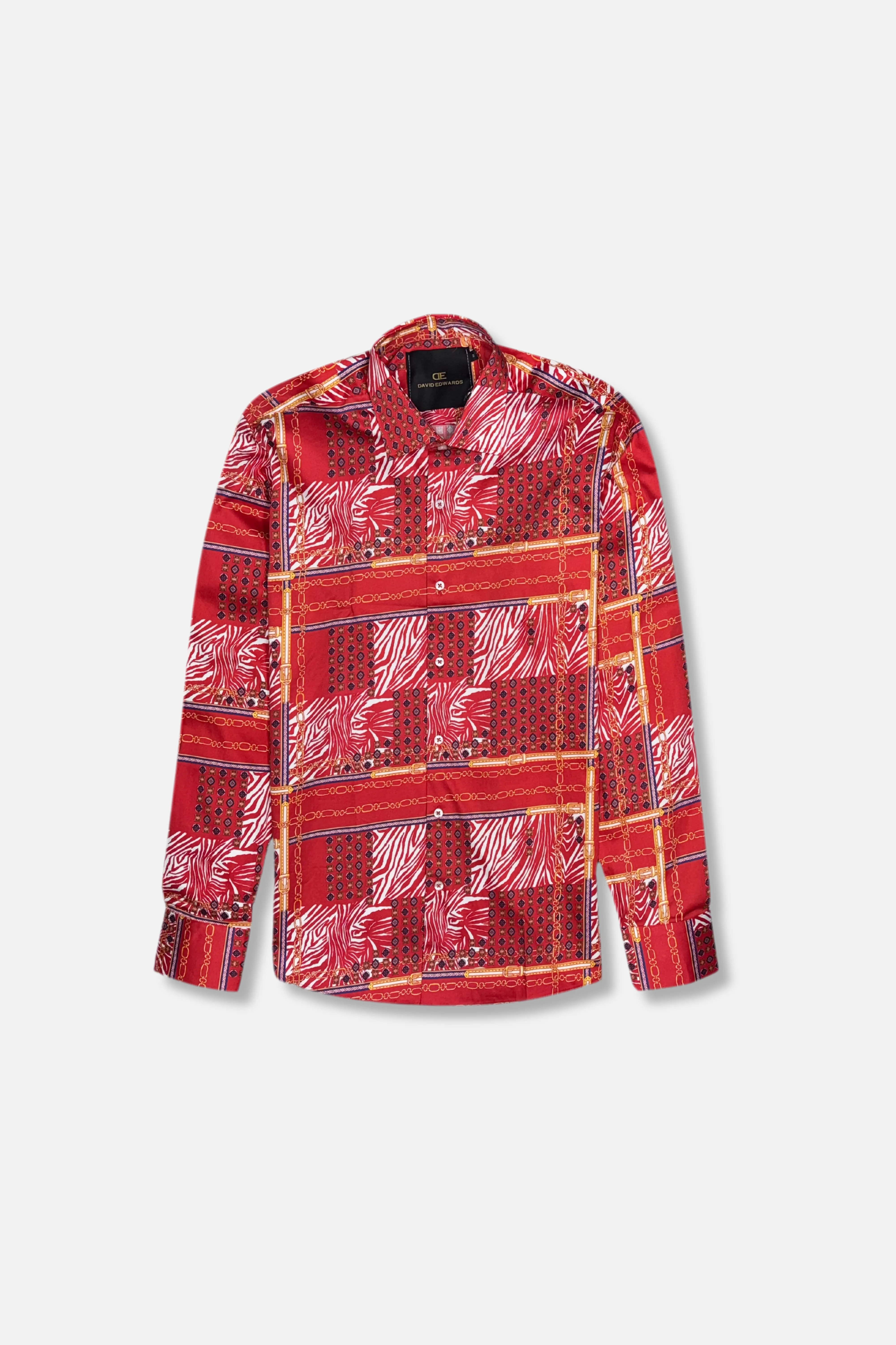 Dass Long Sleeve Button Down Shirt African Bold Snow Ready