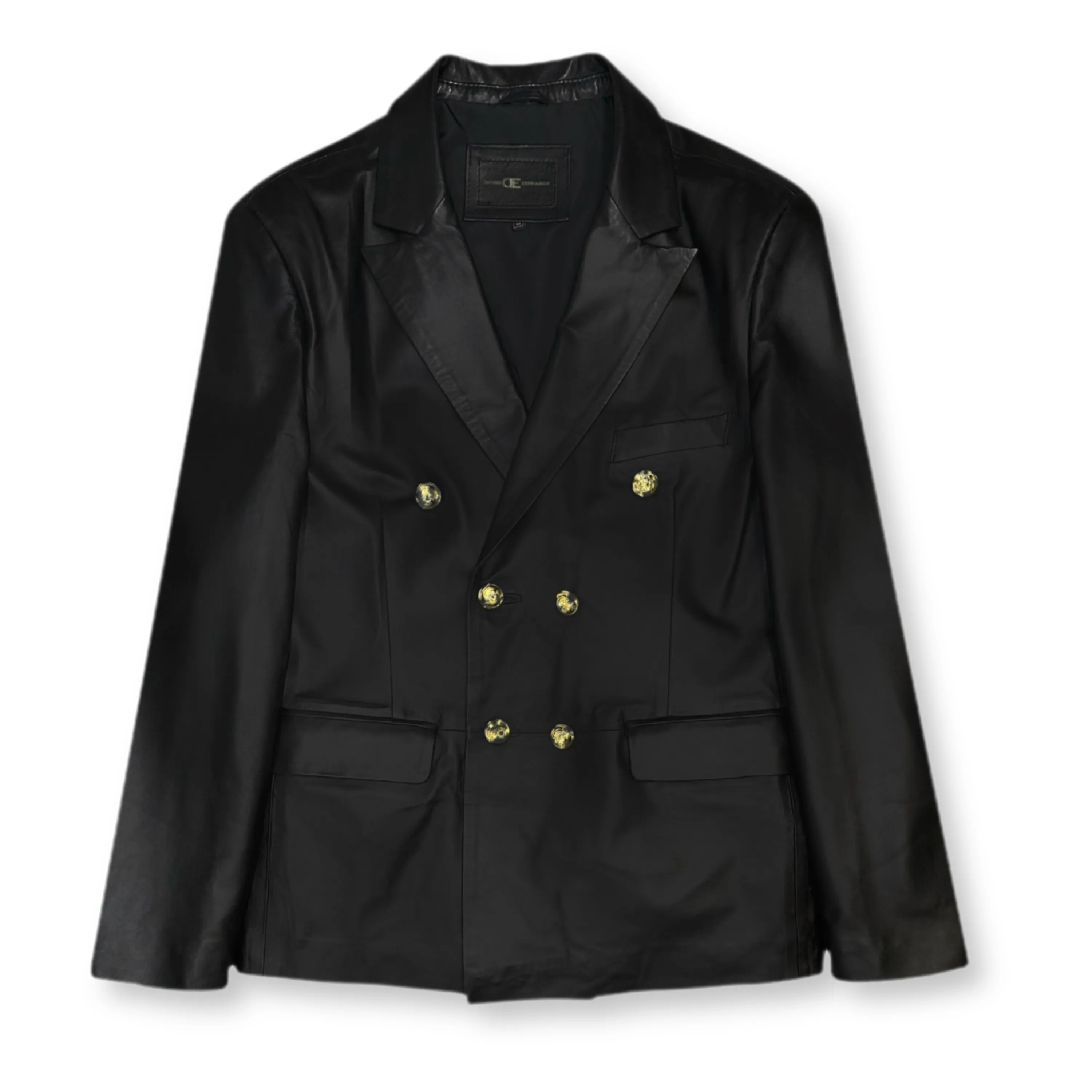 Dunning Double Breasted Leather Blazer Ventilated Back Panel Versatile Layering Weight