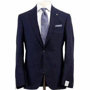 Cashmere Blend Noise Reduced Fabric Jack Victor Modern Fit Espirit Super 110s Wool Blend Suit in Navy Micro Check